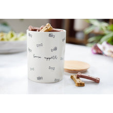Cargar imagen en el visor de la galería, Treat Jar cerámico "Bone Appetit" para mascota - Pearhead